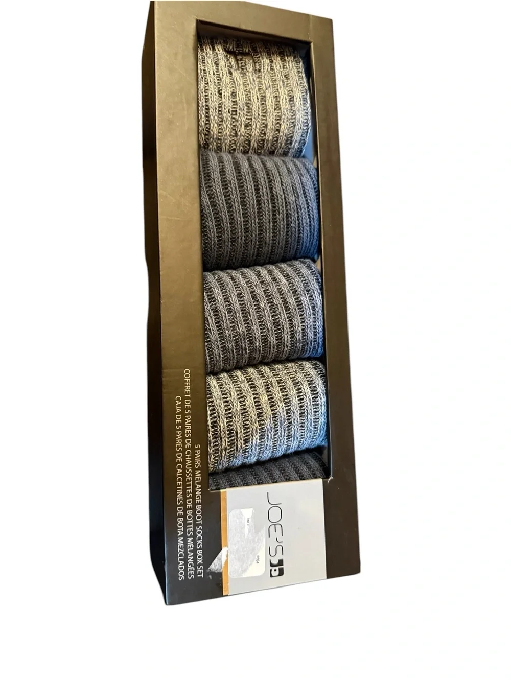 JOE’S Jeans Blue Gray Melange Boot Socks 5 Pair Box Set One Size